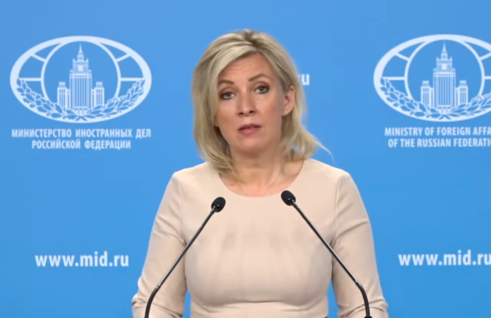 Стоп-кадр брифинга Марии Захаровой от 15 апреля 2021 года