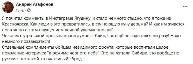 Скриншот страницы Андрея Агафонова в Facebook / Фото: «Борус»