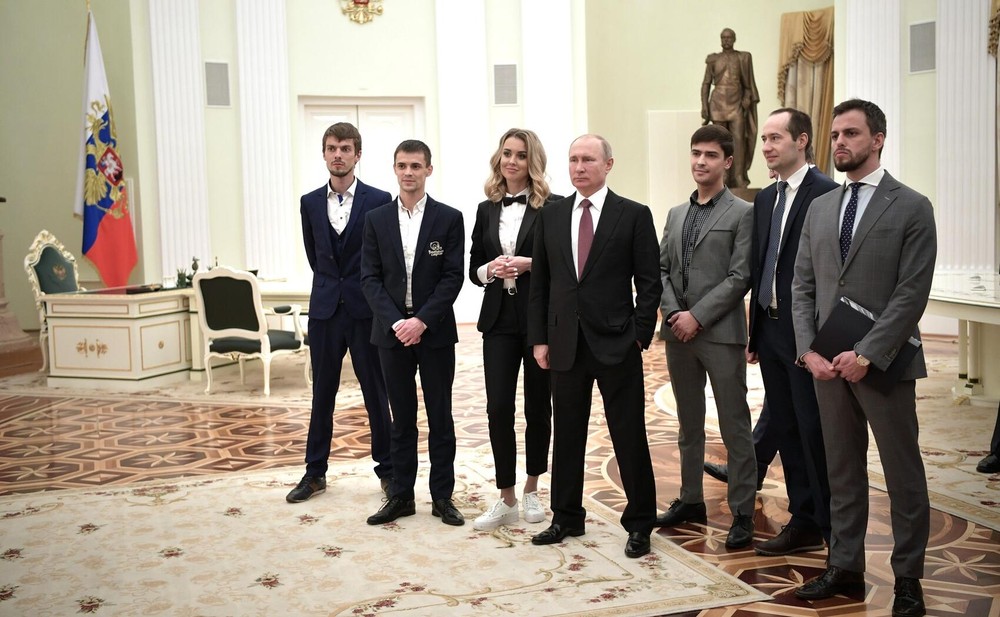 Илья Сачков (крайний справа) на встрече с президентом РФ Владимиром Путиным, 2019 год. Фото: прес-служба президента РФ