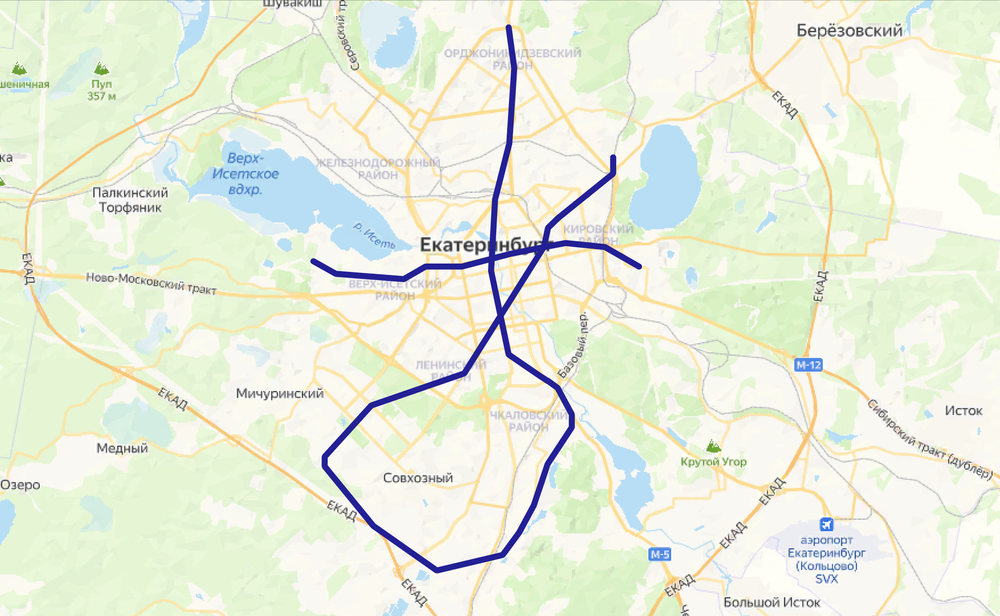 План метро к 2045 году согласно генплану
