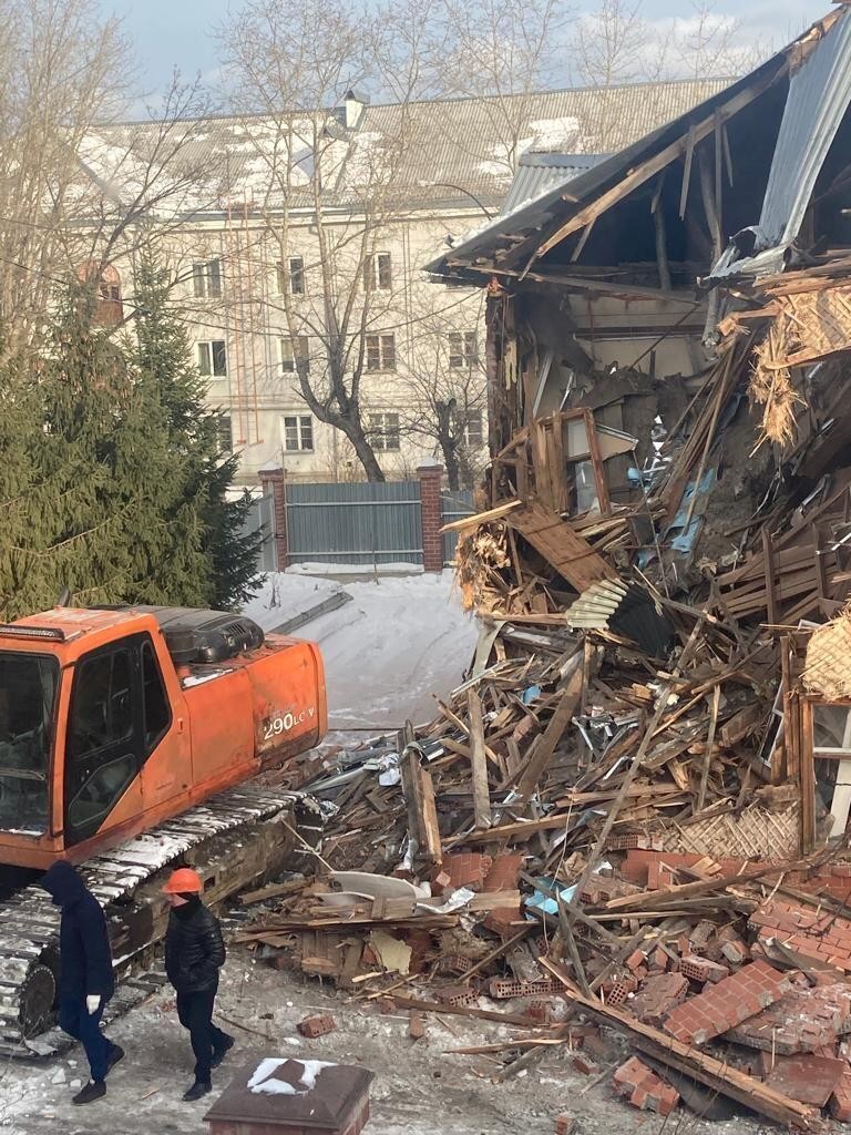 разрушенный дом, входивший в «Квартал 24». Фото: телеграм-канал «Республики Лодыгина»
