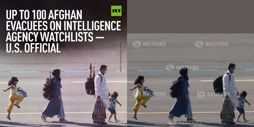 Сравнение фотографии из твита RT и оригинальной фотографии Reuters