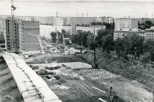 Застройка крупнопанельными домами в 1970-е годы.